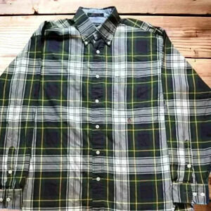 Tommy Hilfiger Men's Long-Sleeve Size Medium Button Down Casual Plaid Sh…